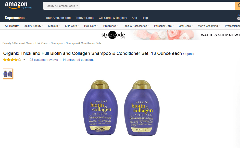 dau-goi-va-dau-xa-biotin-collagen-my Bộ sản phẩm dầu gội & xả kích thích mọc tóc Biotin & Collagen của Mỹ