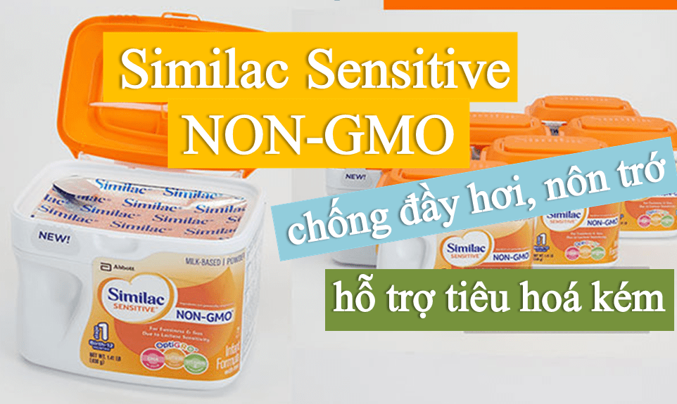 sua-similac-sensitive-non-gmo Sữa Similac Sensitive NON-GMO chống đầy hơi, tiêu hóa kém và nôn trớ, không biến đổi gen