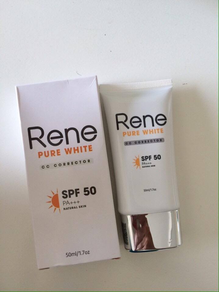 0500b43b9d395ab4b7c6e4ad4562dc95 Kem trang điểm chống nắng Rene Pure White CC cream Corrector SPF50 PA+++