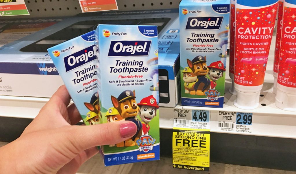 Orajel-Training-Toothpaste-Rite-Aid-Bogo-1024x605 Kem đánh răng ORAJEL Training Toothpaste nuốt được cho trẻ em